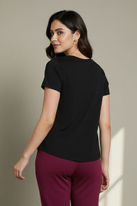 Zivame Knit Cotton Sleep Top - Black Beauty — thumbnail 4